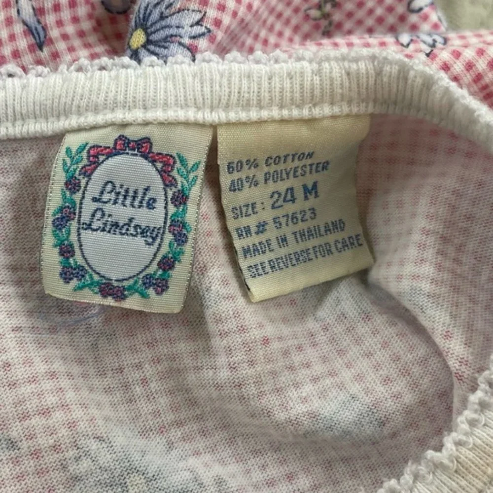 Vintage Little Lindsey Counting Sheep  and Gingham Lazy Daisies Onesies Size 24